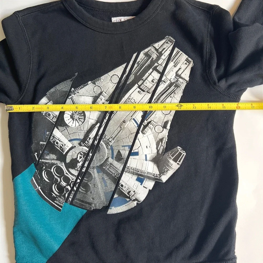 Gap Kids Size 8 M Star Wars Millennium Falcon Sweatshirt Black Graphic Pullover